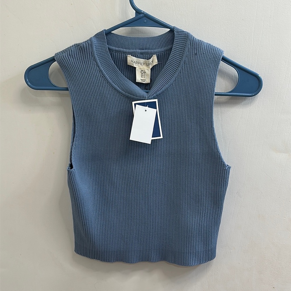 Happily Grey Womens Baby Blue Crop Top Womens Large Size. NEW WITH TAGS!!!